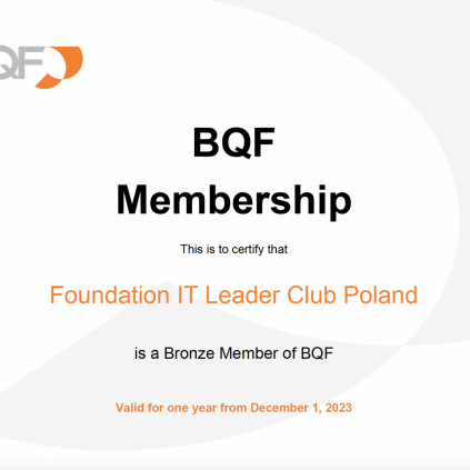 Fundacja dołącza do elitarnego grona British Quality Foundation BQF !